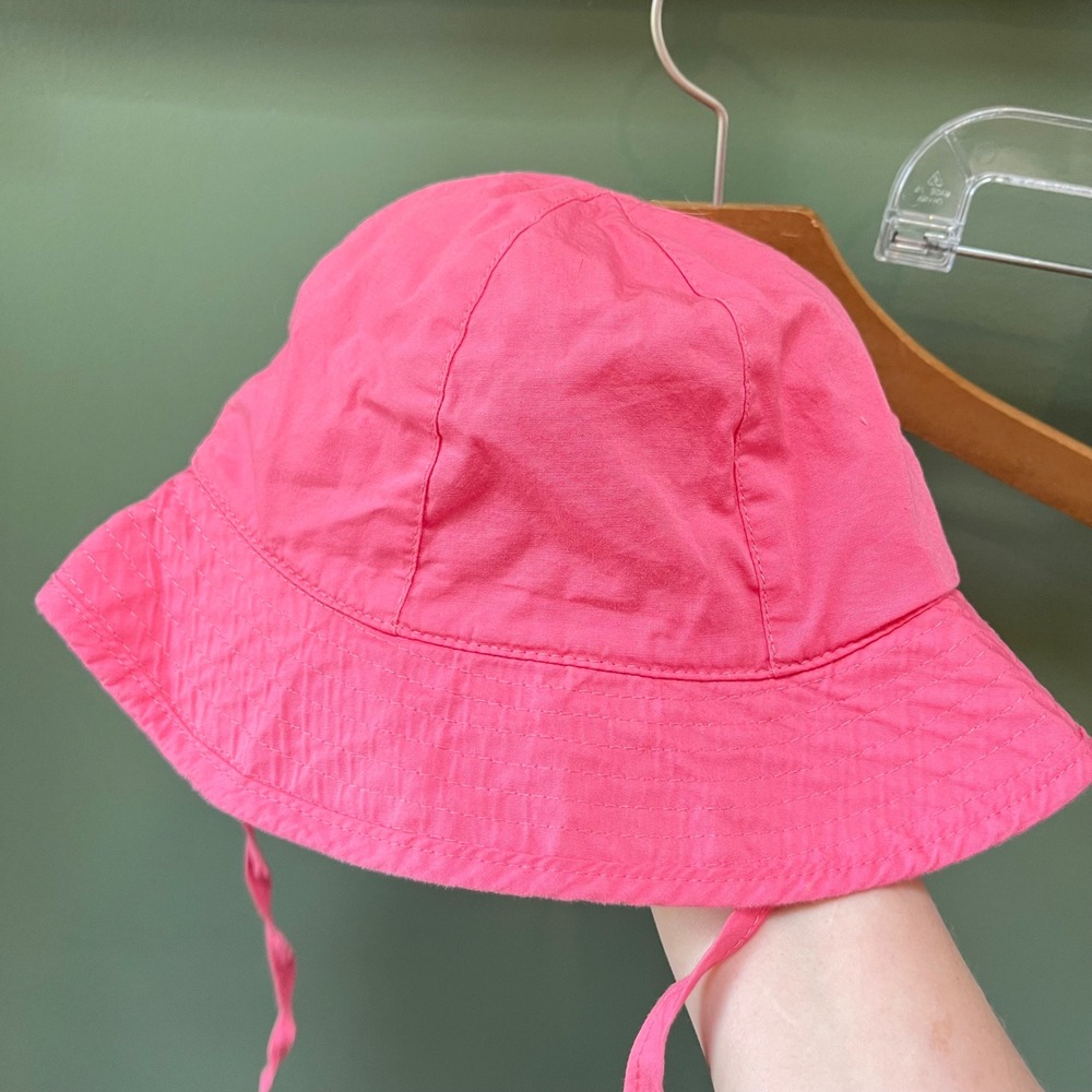 Polarn O. Pyret Sweden Pink Bucket Sun Hat Kids Size 50 1-2 Years Chin Ties SS18